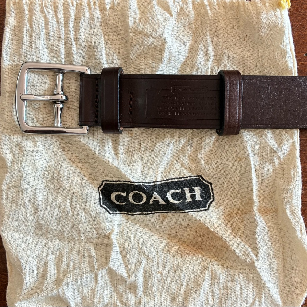 EUC Coach Dark Brown Leather Belt wtih Silver Buckle - Picture 3 of 6